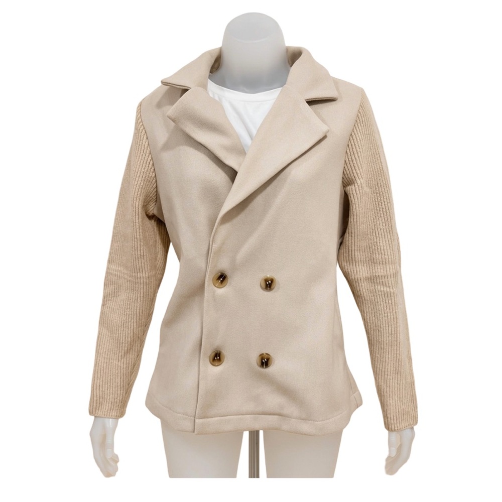 Source Unknown Beige Double-Breasted Jacket NWT - image 1